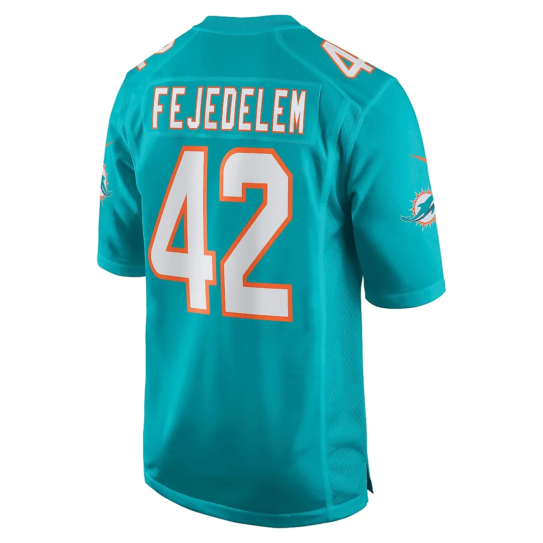 Zennovawear Men's Miami Dolphins Clayton Fejedelem Aqua Game Jersey