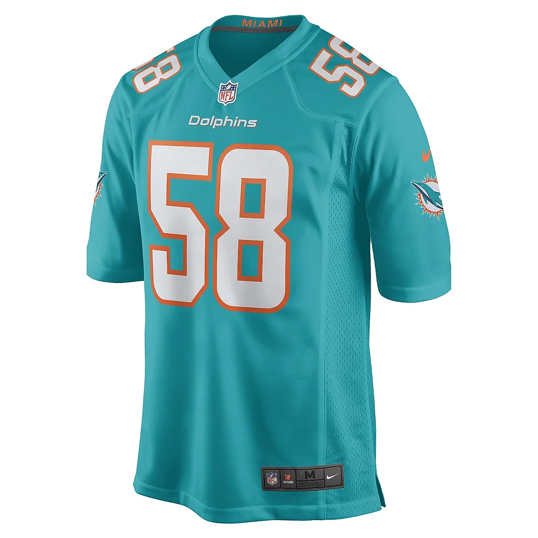 Zennovawear Men's Miami Dolphins Connor Williams Aqua Game Player Jersey