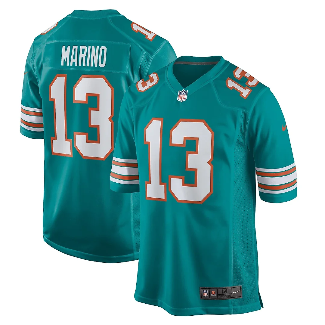 Zennovawear Men's Miami Dolphins Dan Marino Aqua Retired Player Jersey