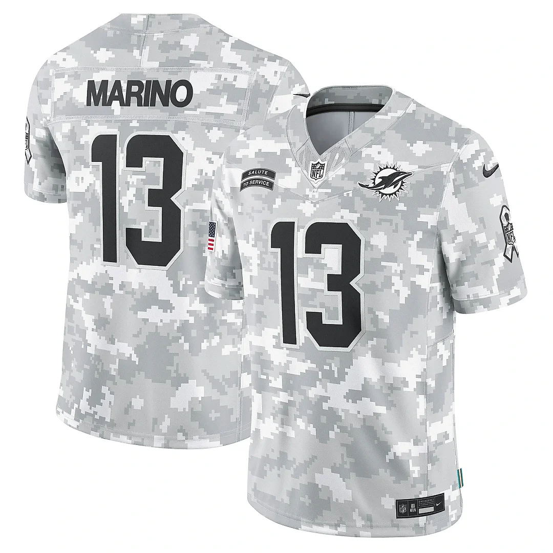 Zennovawear Men's Miami Dolphins Dan Marino Arctic Camo 2024 Salute to Service Retired Player Limited Jersey