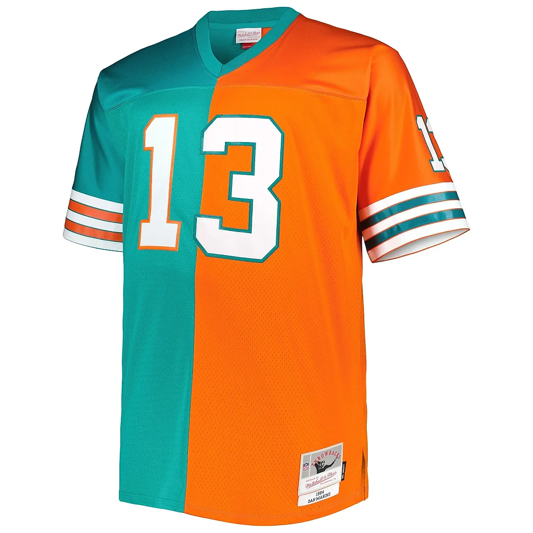 Zennovawear Men's Miami Dolphins Dan Marino Mitchell & Ness Aqua/Orange Big & Tall Split Legacy Retired Player Jersey