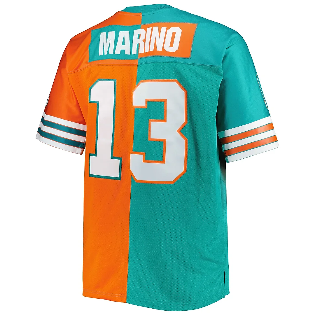 Zennovawear Men's Miami Dolphins Dan Marino Mitchell & Ness Aqua/Orange Big & Tall Split Legacy Retired Player Jersey