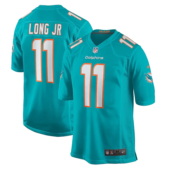 Zennovawear Men's Miami Dolphins David Long Jr. Aqua Game Jersey