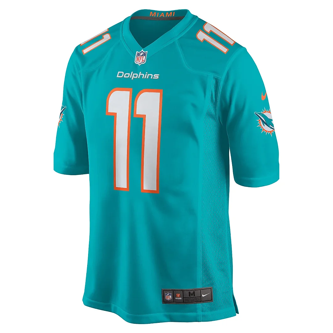 Zennovawear Men's Miami Dolphins David Long Jr. Aqua Game Jersey