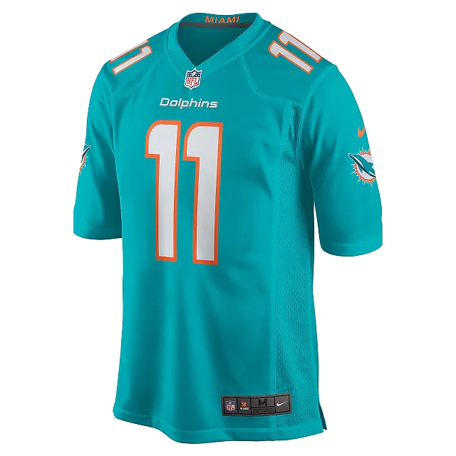 Zennovawear Men's Miami Dolphins David Long Jr. Aqua Game Jersey