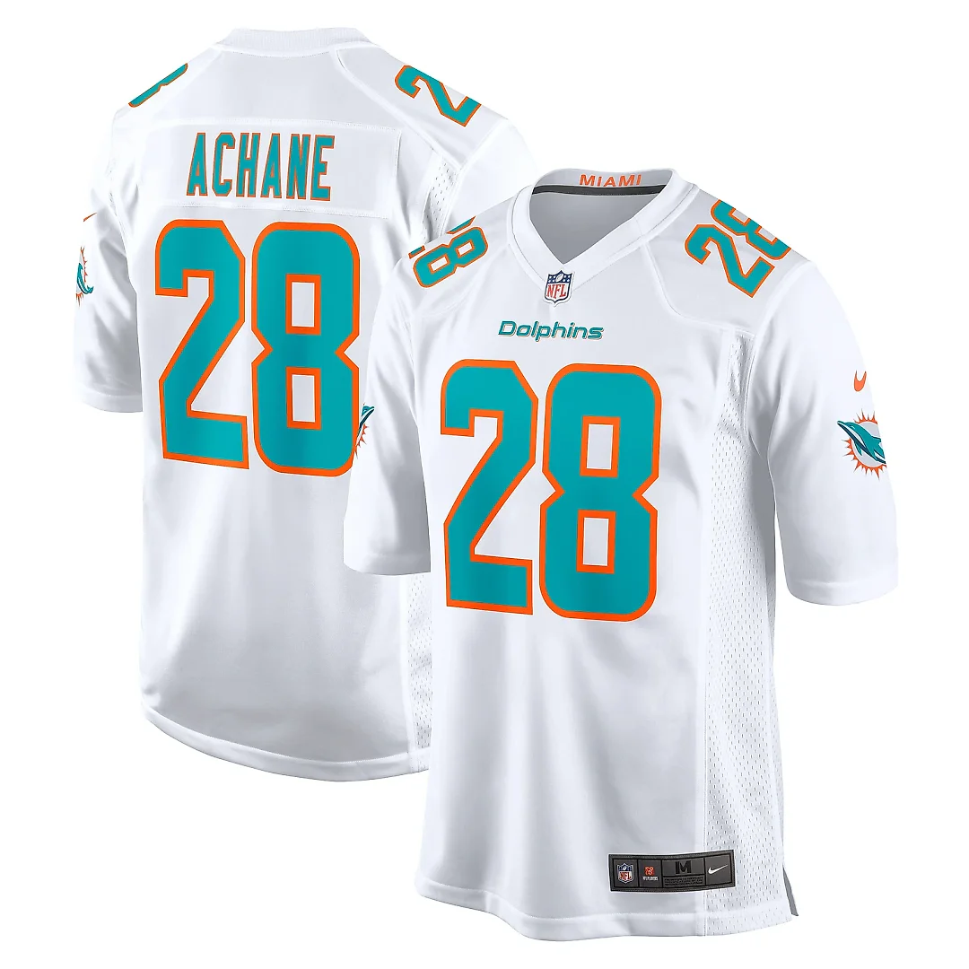 Zennovawear Men's Miami Dolphins Devon Achane White Player Game Jersey