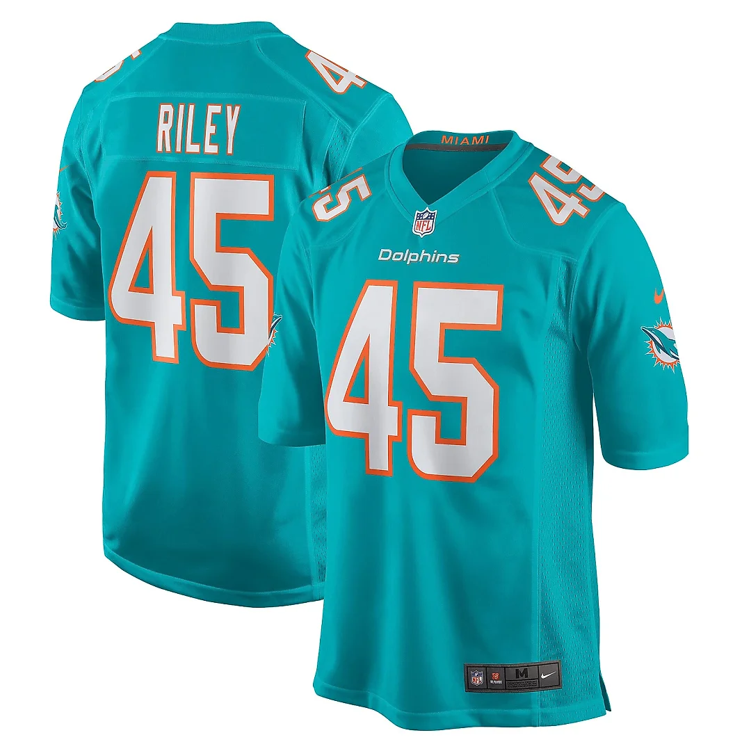 Zennovawear Men's Miami Dolphins Duke Riley Aqua Game Jersey