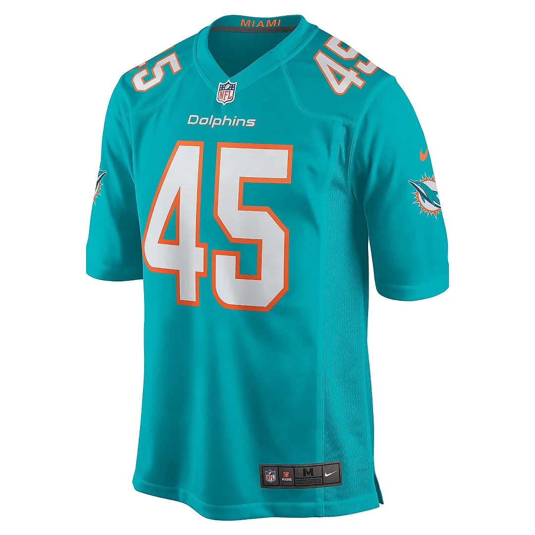 Zennovawear Men's Miami Dolphins Duke Riley Aqua Game Jersey