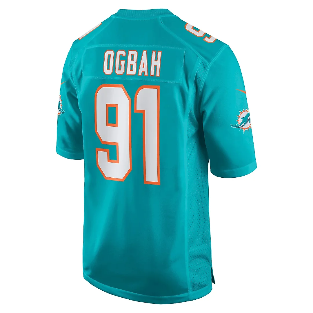 Zennovawear Men's Miami Dolphins Emmanuel Ogbah Aqua Game Jersey