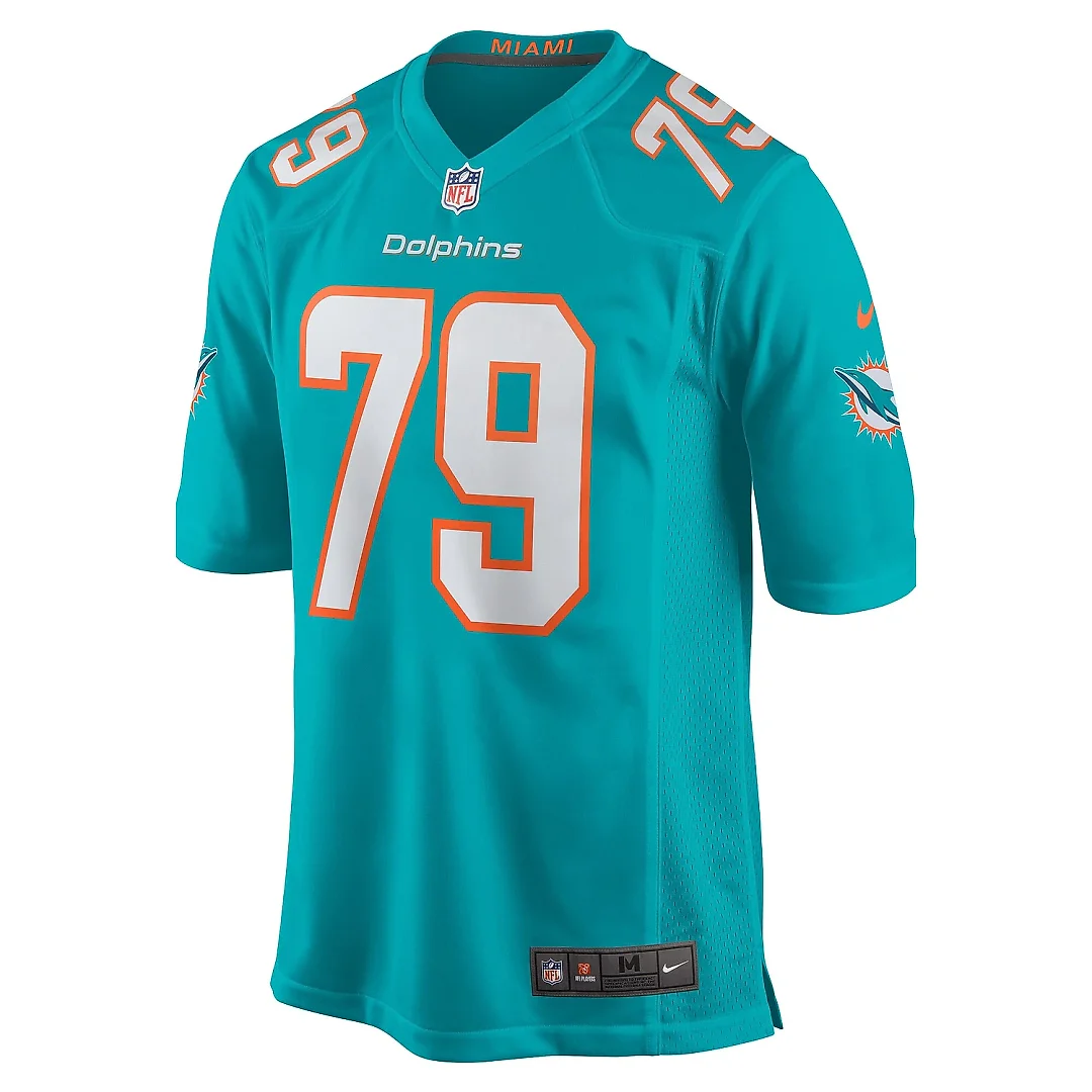 Zennovawear Men's Miami Dolphins Eric Fisher Aqua Home Game Player Jersey