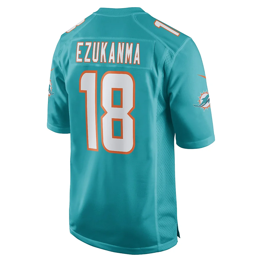 Zennovawear Men's Miami Dolphins Erik Ezukanma Aqua Game Player Jersey