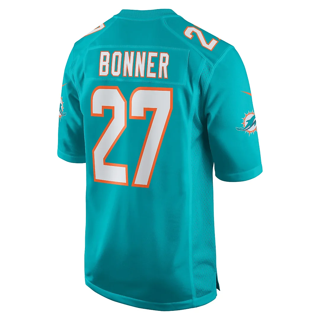 Zennovawear Men's Miami Dolphins Ethan Bonner Aqua Game Jersey