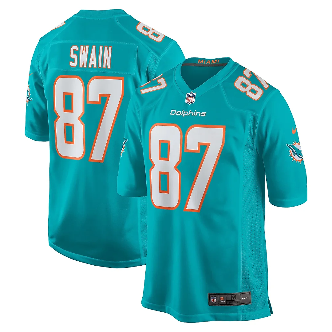 Zennovawear Men's Miami Dolphins Freddie Swain Aqua Game Jersey
