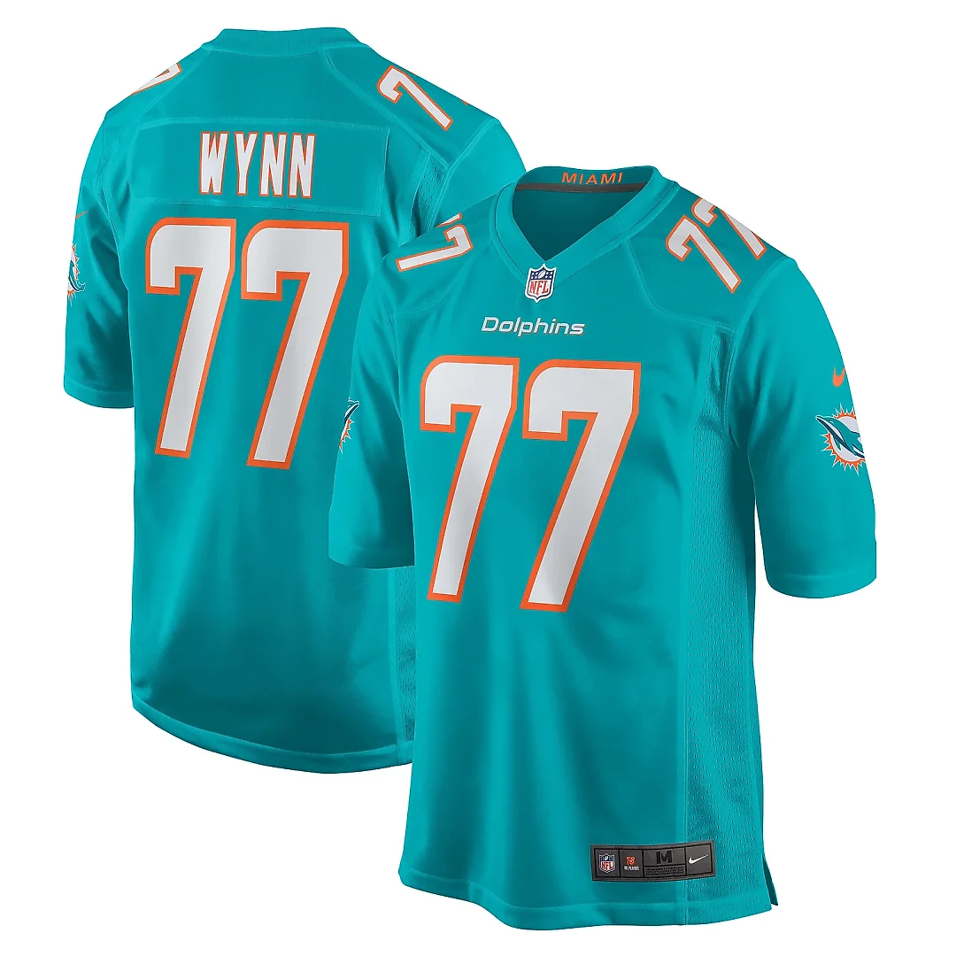 Zennovawear Men's Miami Dolphins Isaiah Wynn Aqua Game Jersey