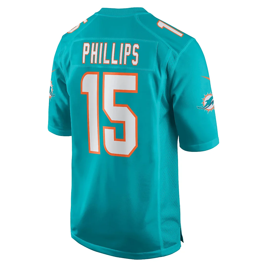 Zennovawear Men's Miami Dolphins Jaelan Phillips Aqua Game Player Jersey