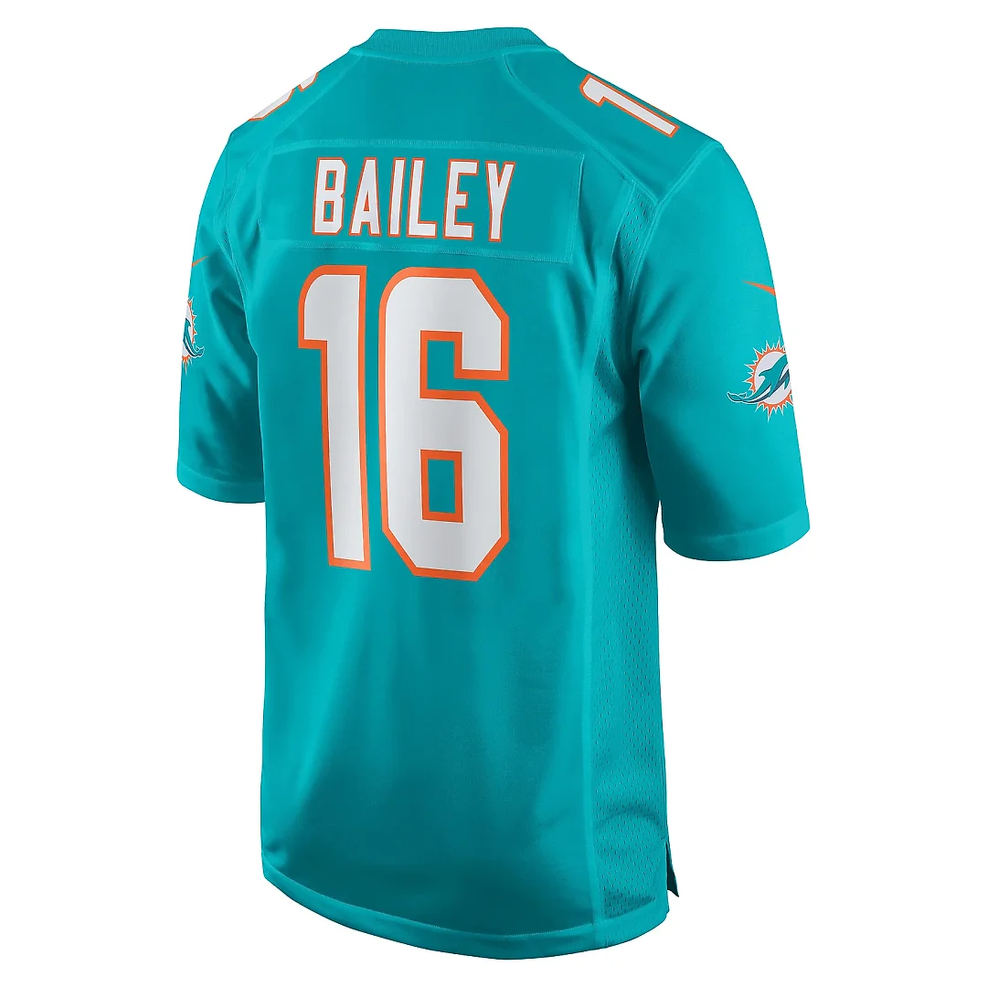 Zennovawear Men's Miami Dolphins Jake Bailey Aqua Game Player Jersey