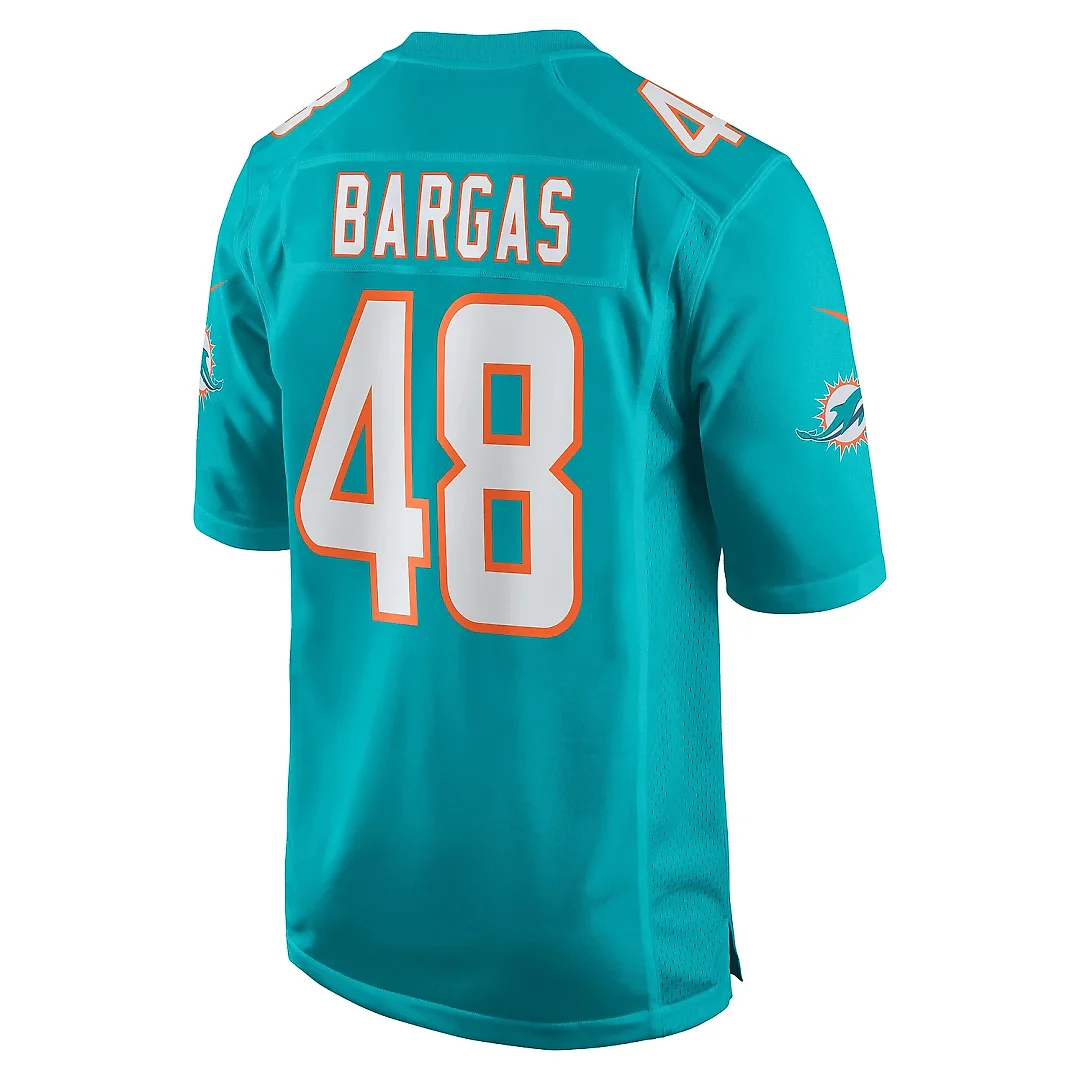 Zennovawear Men's Miami Dolphins Jake Bargas Aqua Home Game Player Jersey