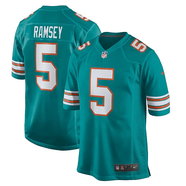 Zennovawear Men's Miami Dolphins Jalen Ramsey Aqua Alternate Game Jersey