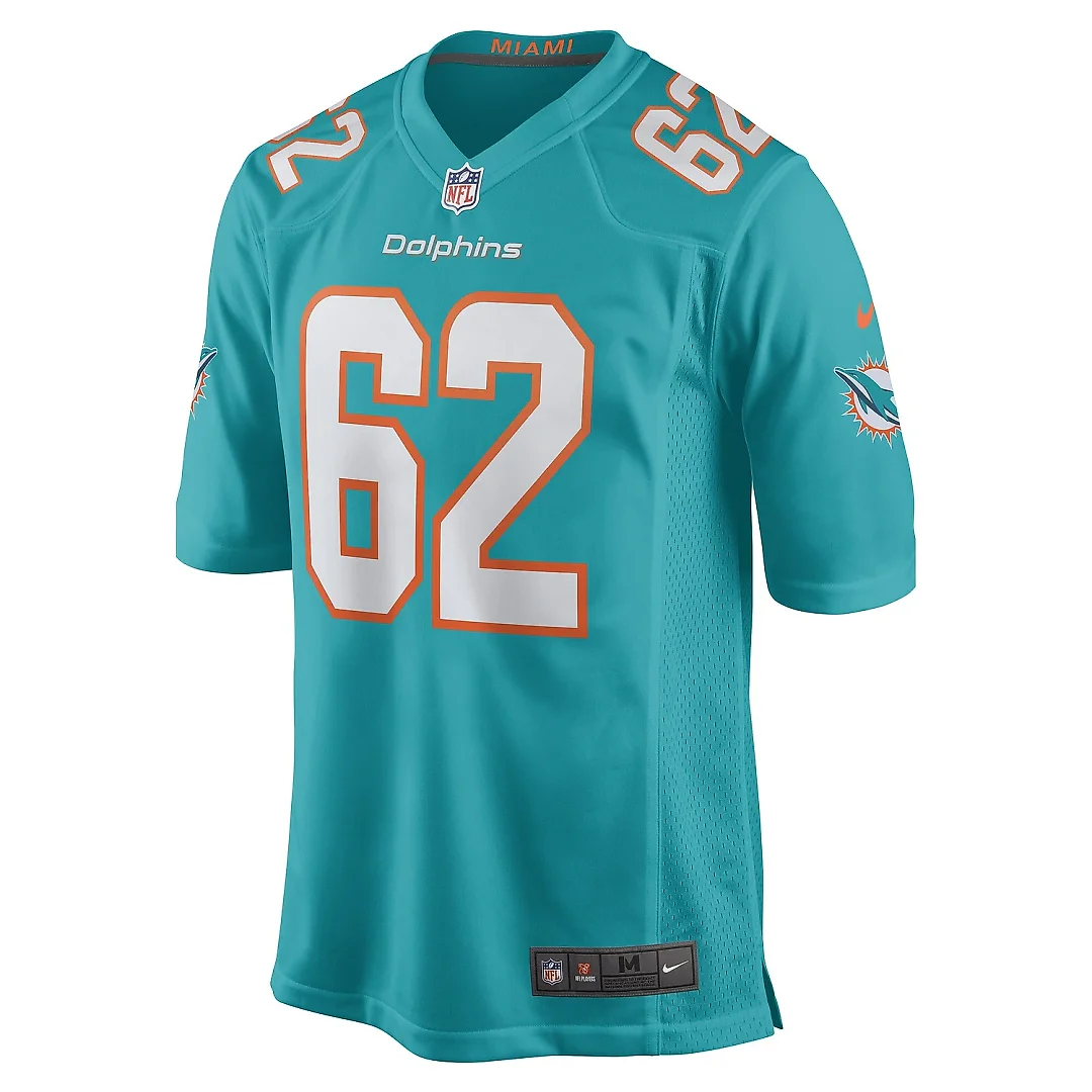 Zennovawear Men's Miami Dolphins James Empey Aqua Game Player Jersey