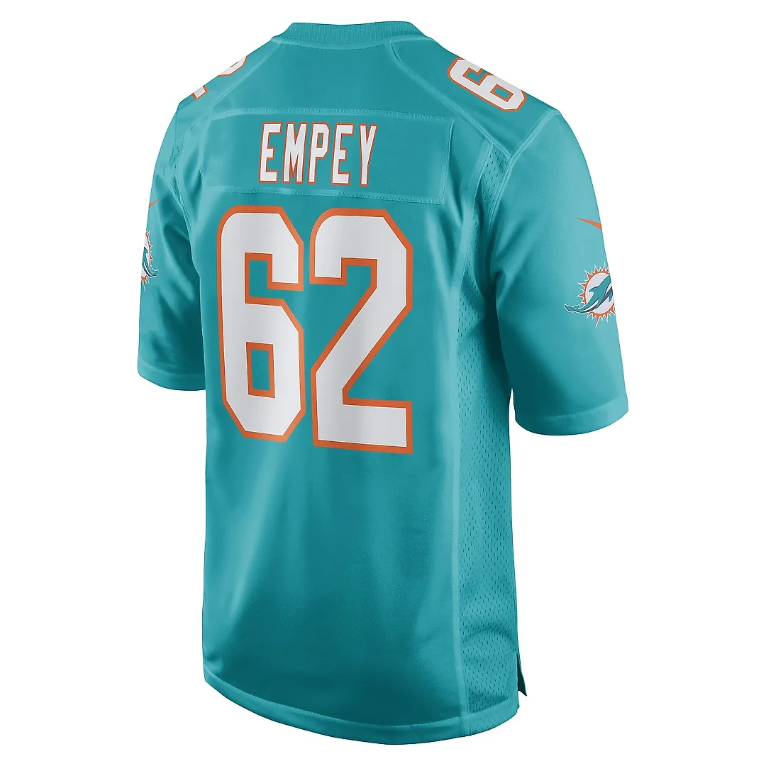 Zennovawear Men's Miami Dolphins James Empey Aqua Game Player Jersey