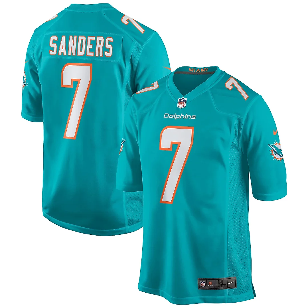 Zennovawear Men's Miami Dolphins Jason Sanders Aqua Game Jersey