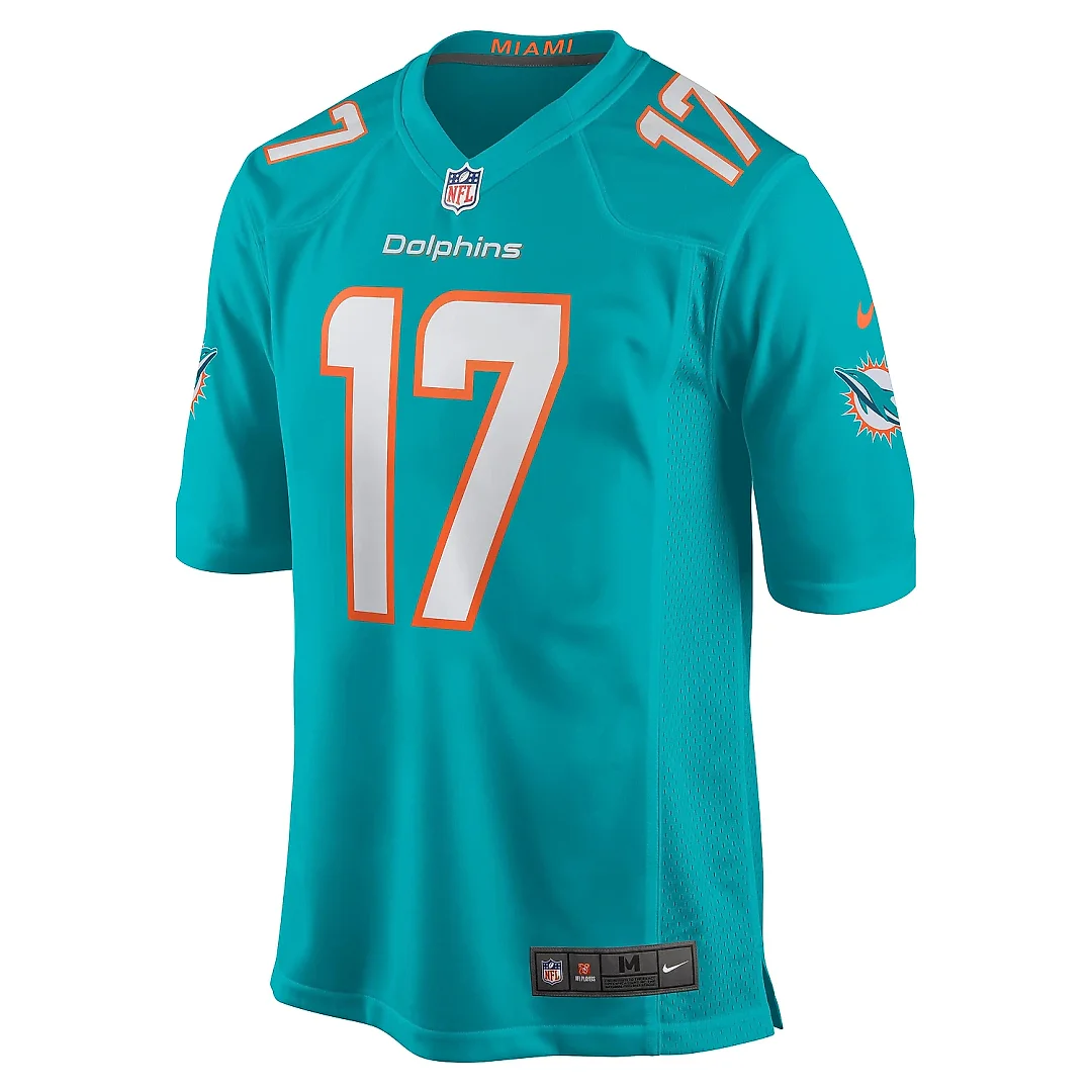 Zennovawear Men's Miami Dolphins Jaylen Waddle Aqua Game Player Jersey