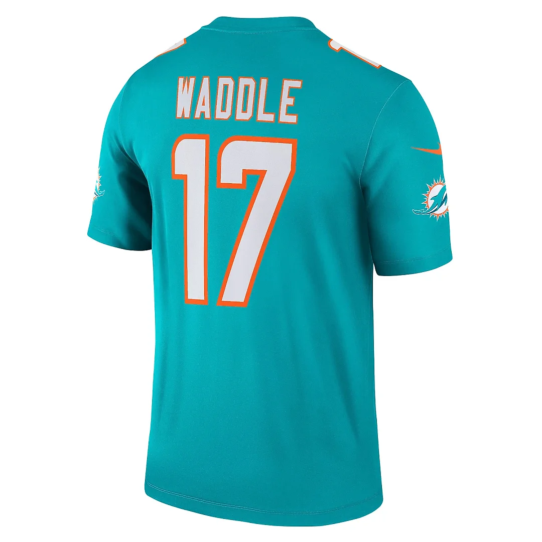 Zennovawear Men's Miami Dolphins Jaylen Waddle Aqua Team Legend Player Performance Top
