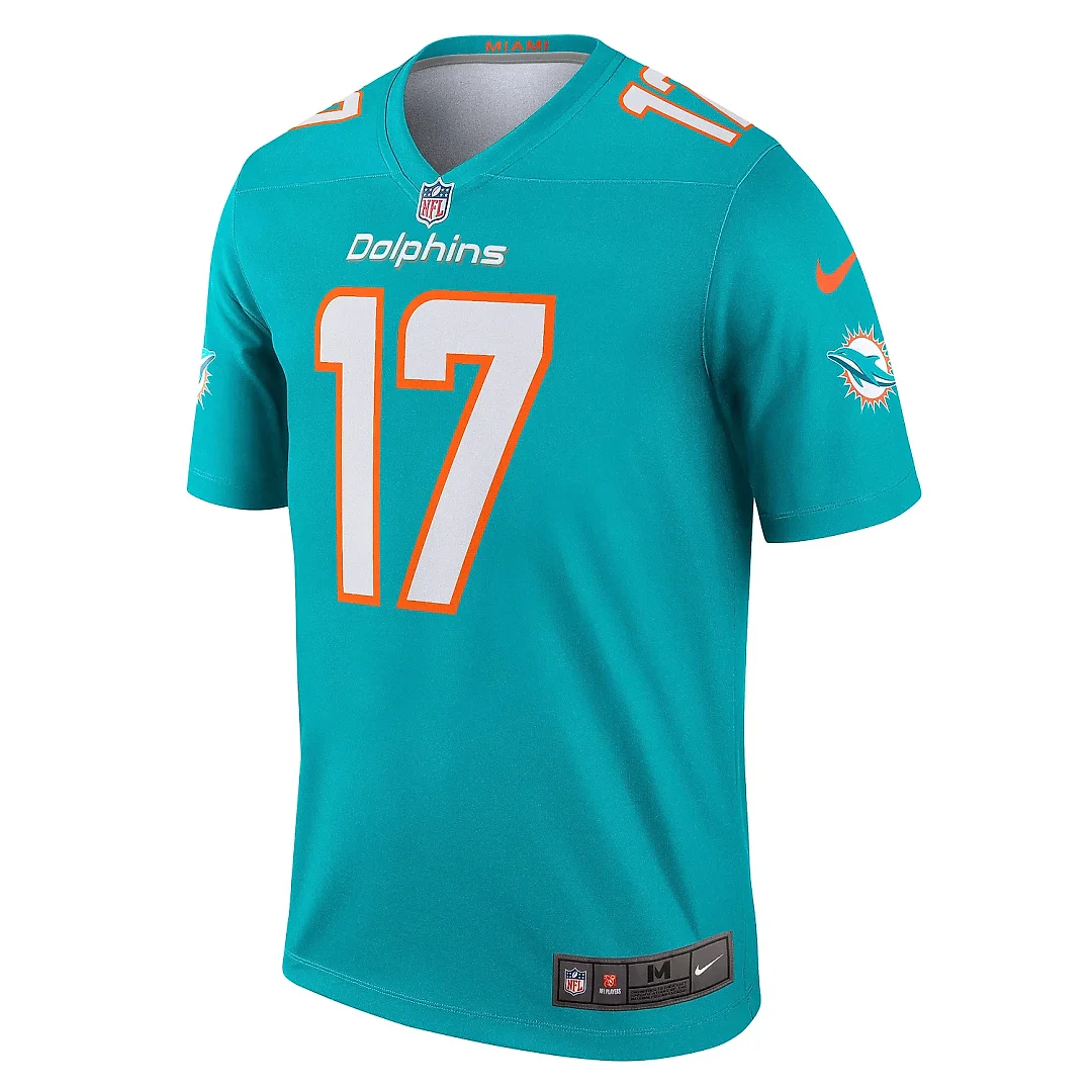 Zennovawear Men's Miami Dolphins Jaylen Waddle Aqua Team Legend Player Performance Top