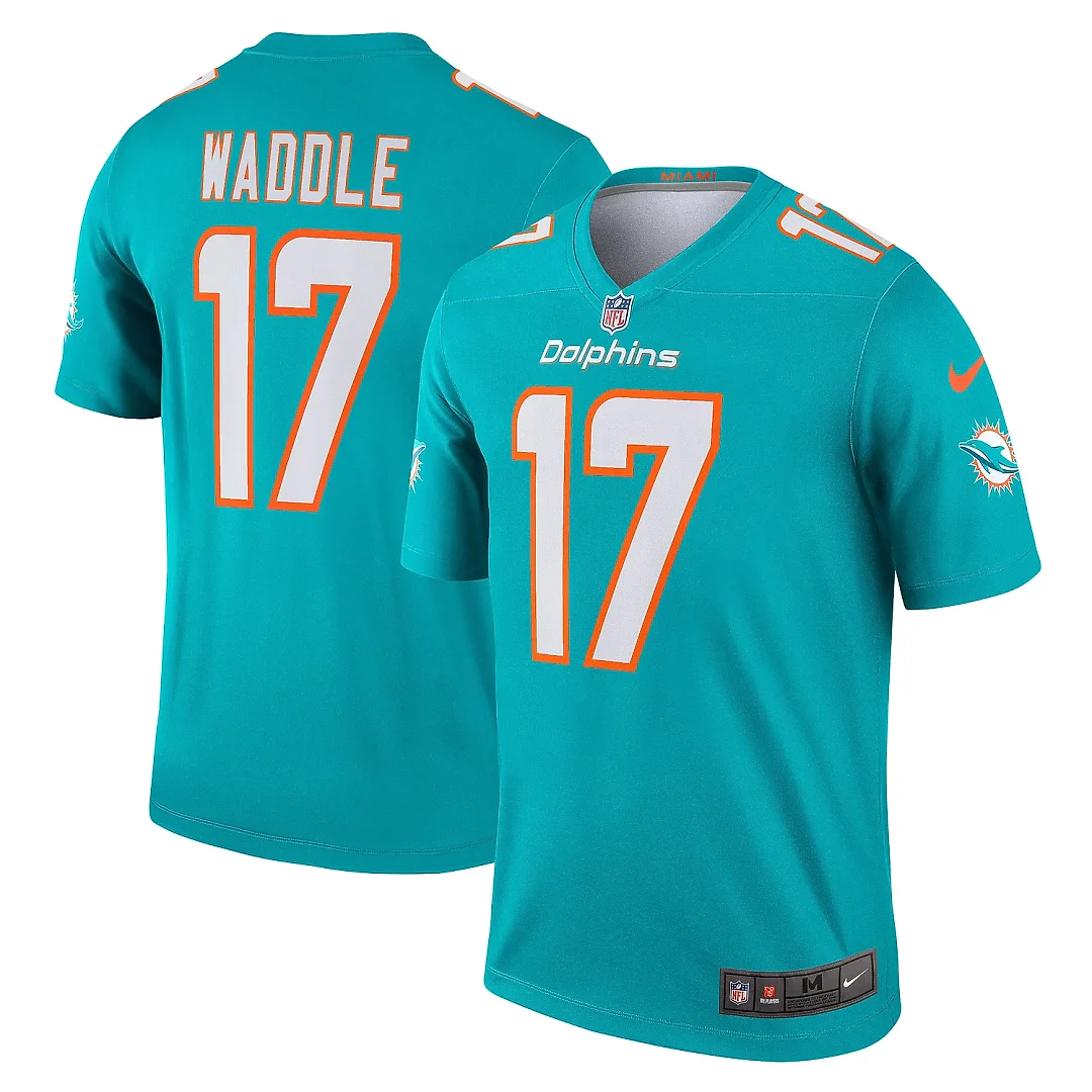 Zennovawear Men's Miami Dolphins Jaylen Waddle Aqua Team Legend Player Performance Top