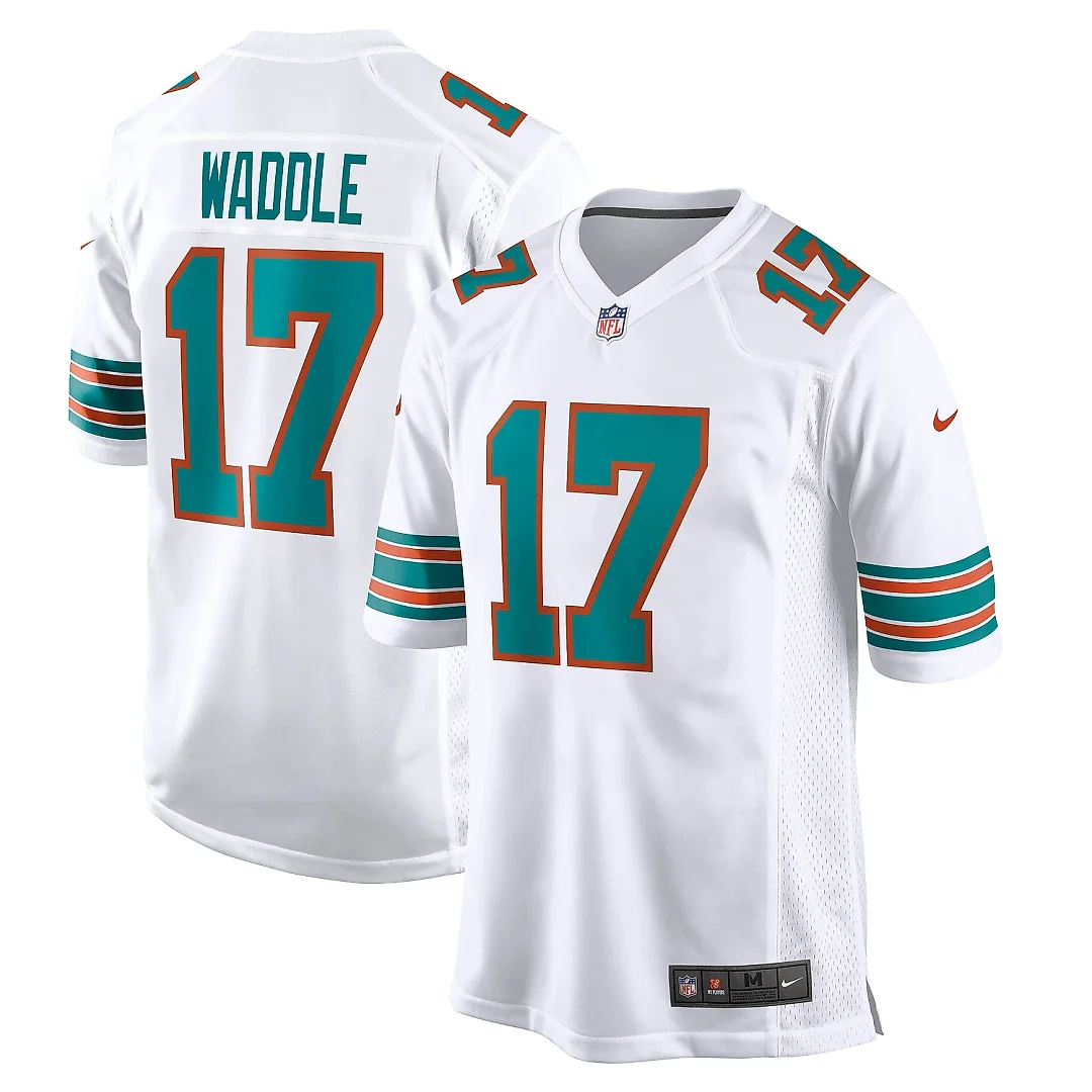 Zennovawear Men's Miami Dolphins Jaylen Waddle White Game Jersey