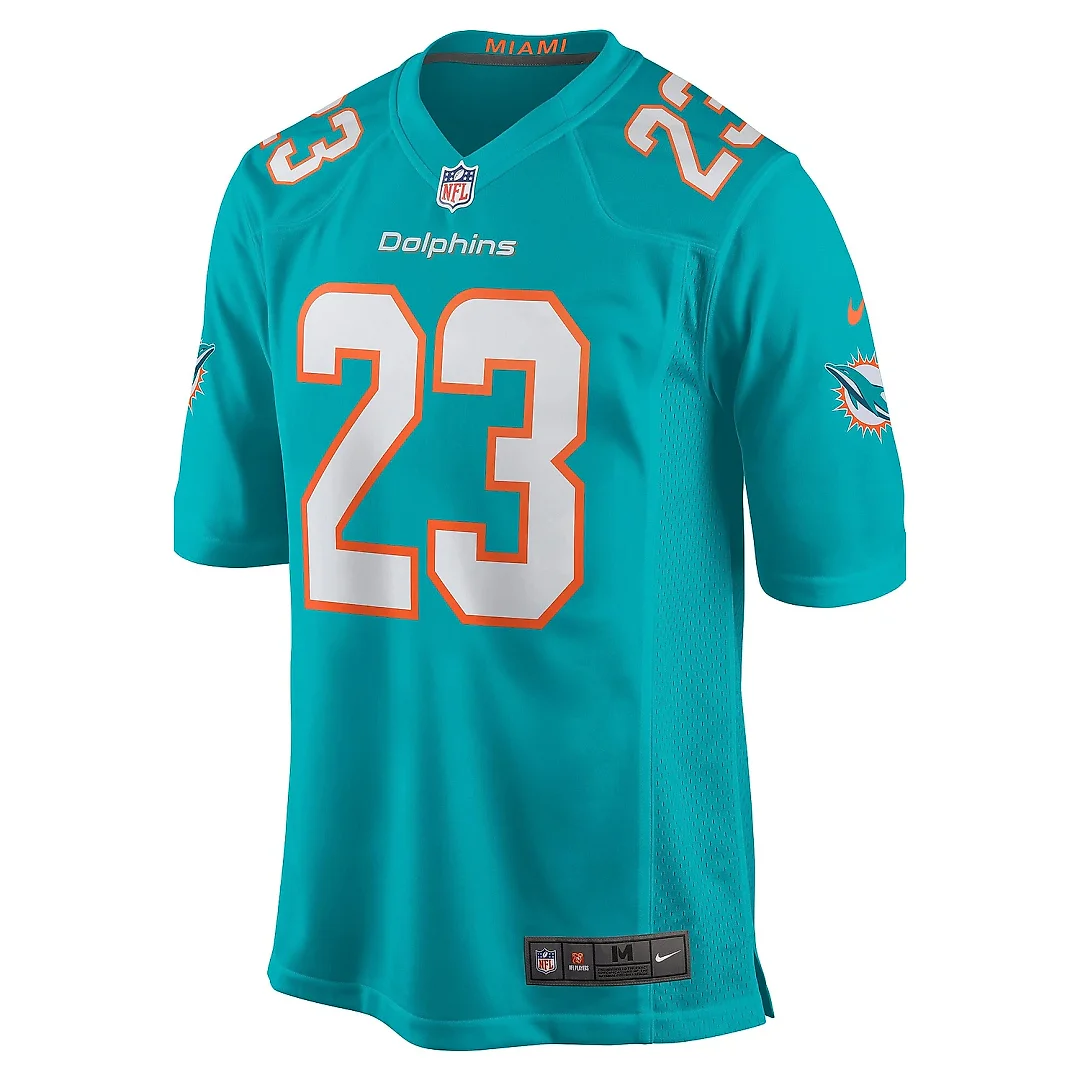 Zennovawear Men's Miami Dolphins Jeff Wilson Jr. Aqua Game Player Jersey