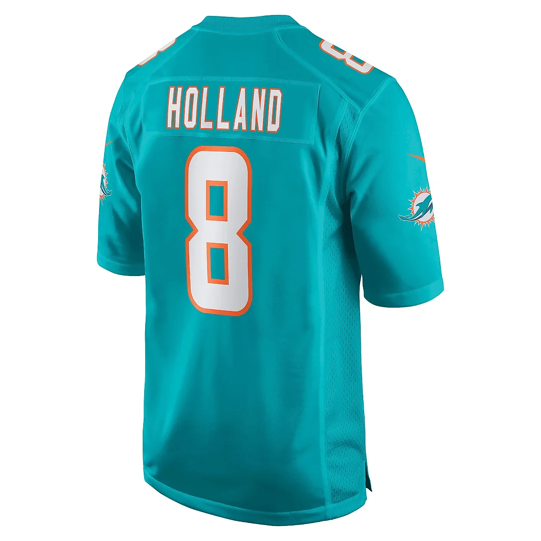 Zennovawear Men's Miami Dolphins Jevon Holland Aqua Game Player Jersey
