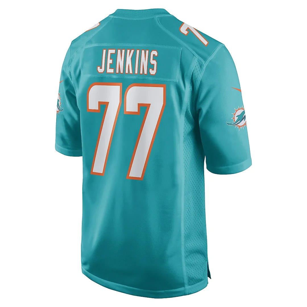 Zennovawear Men's Miami Dolphins John Jenkins Aqua Game Player Jersey