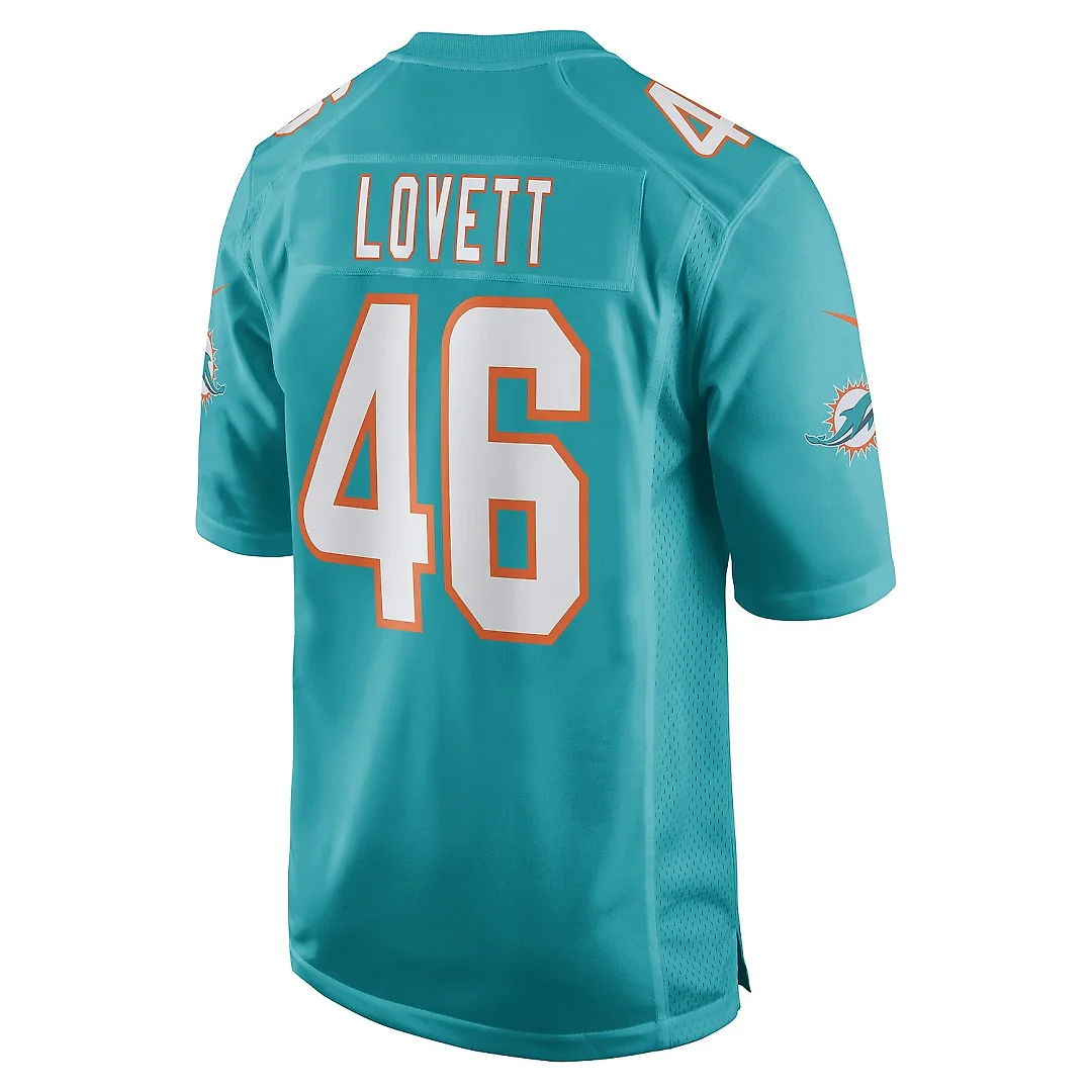 Zennovawear Men's Miami Dolphins John Lovett Aqua Game Player Jersey
