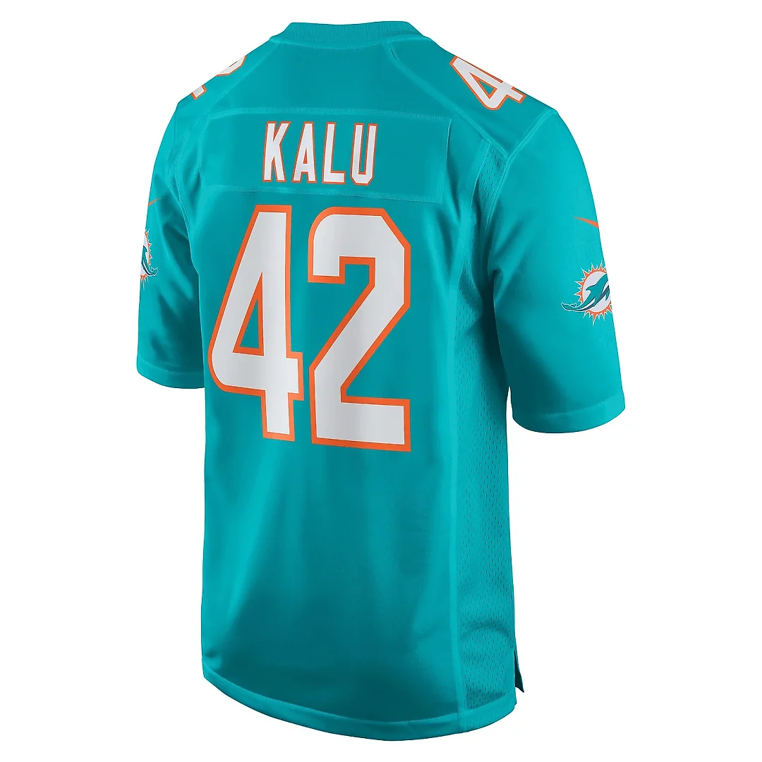 Zennovawear Men's Miami Dolphins Joshua Kalu Aqua Team Game Jersey