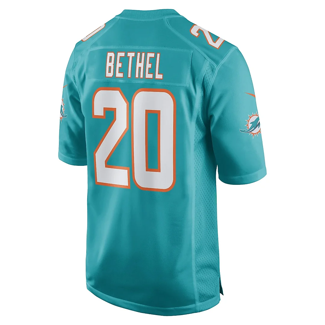 Zennovawear Men's Miami Dolphins Justin Bethel Aqua Game Player Jersey