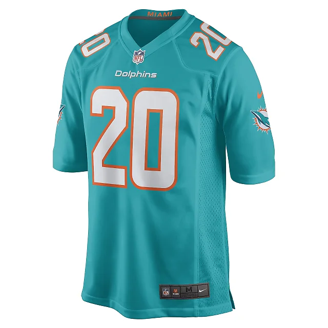 Zennovawear Men's Miami Dolphins Justin Bethel Aqua Game Player Jersey