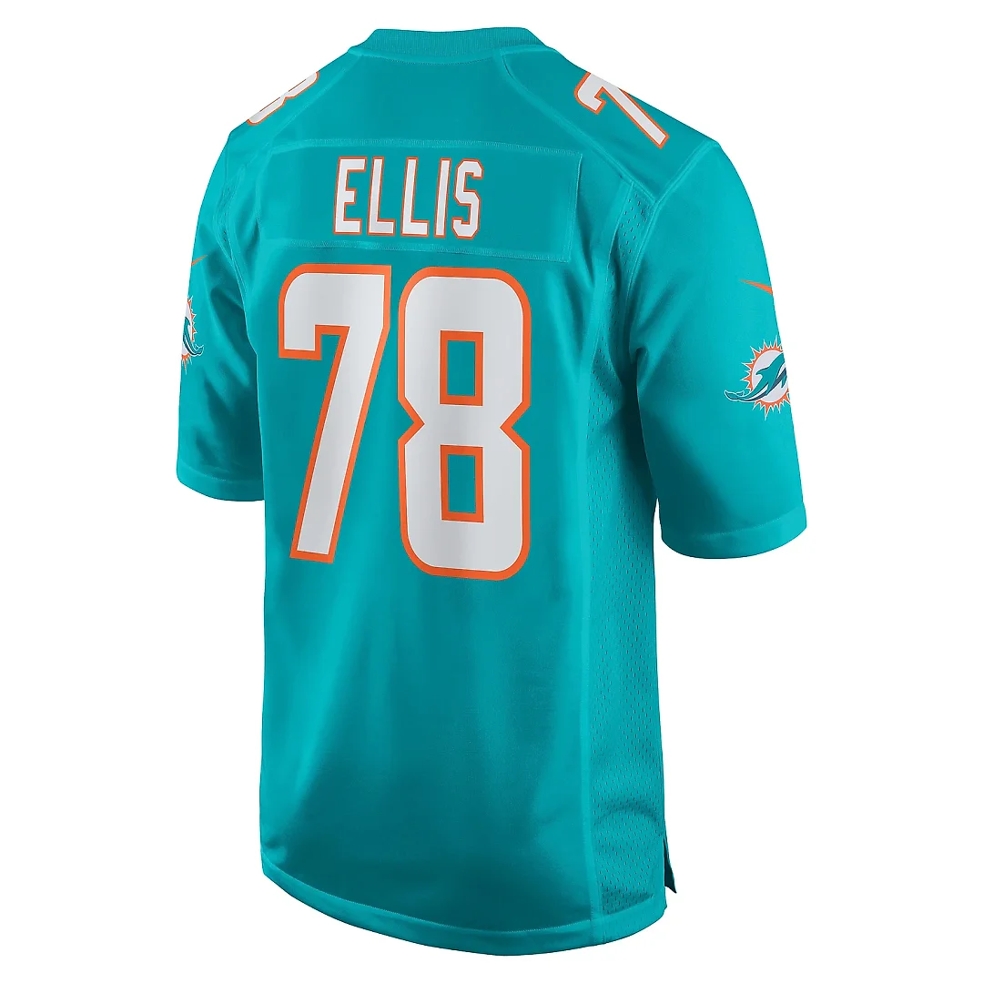 Zennovawear Men's Miami Dolphins Justin Ellis Aqua Game Jersey