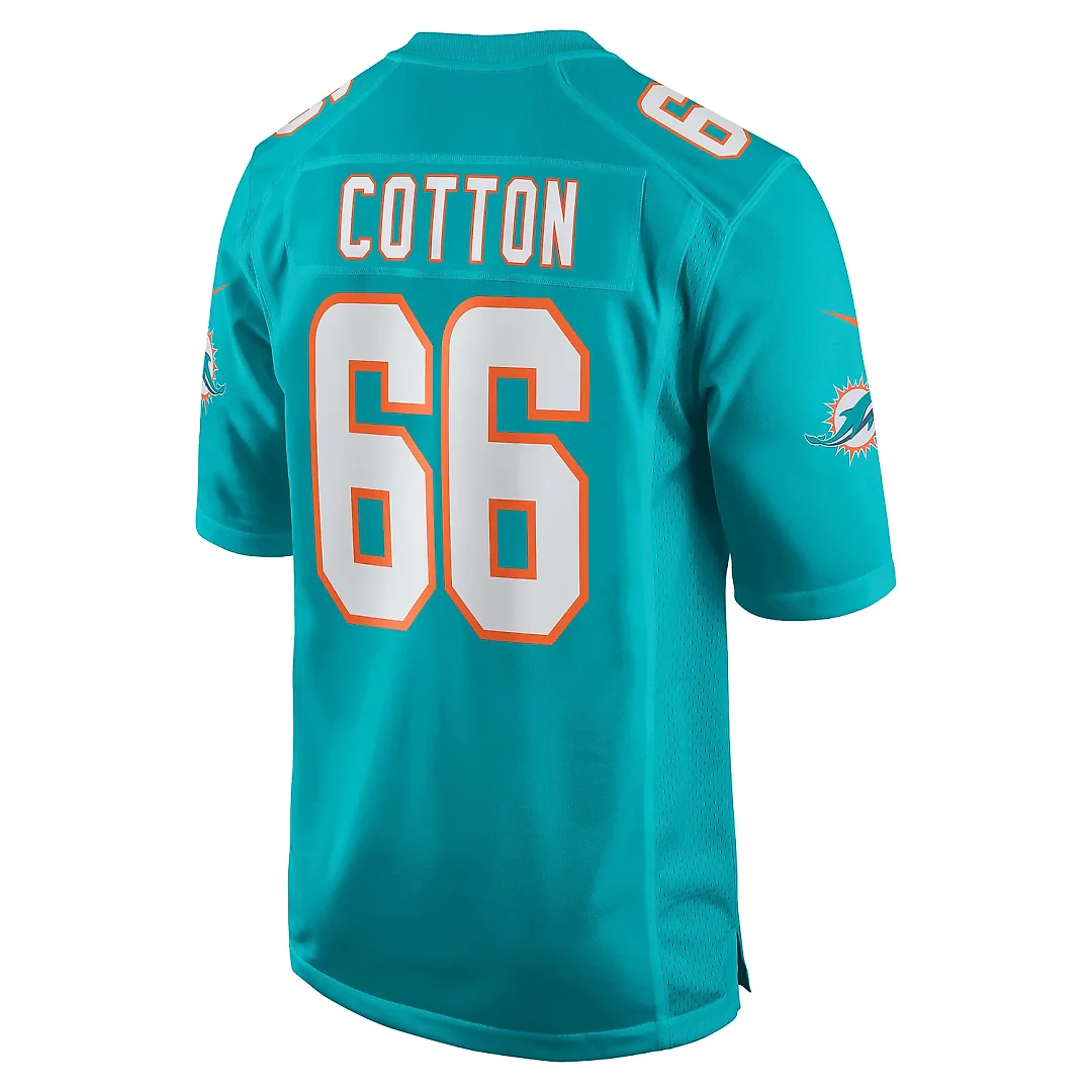 Zennovawear Men's Miami Dolphins Lester Cotton Sr. Aqua Home Game Player Jersey