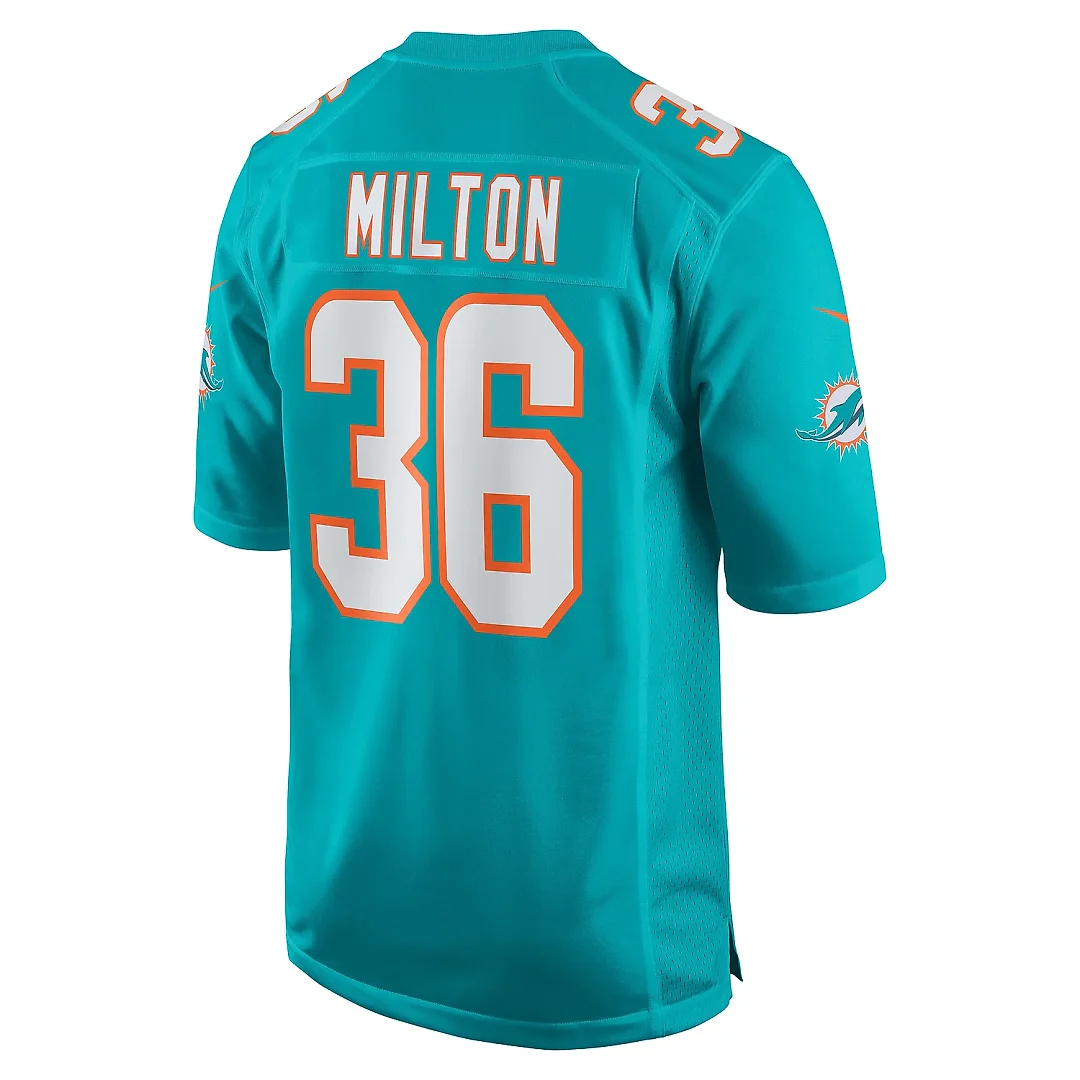 Zennovawear Men's Miami Dolphins Mark Milton Aqua Game Jersey