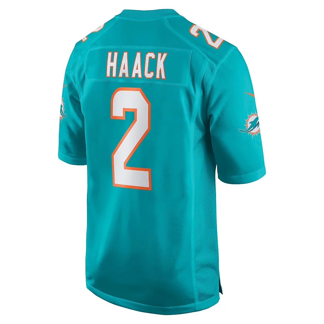 Zennovawear Men's Miami Dolphins Matt Haack Aqua Game Jersey