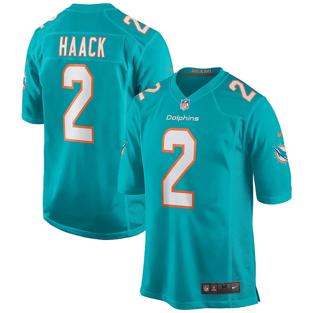 Zennovawear Men's Miami Dolphins Matt Haack Aqua Game Jersey