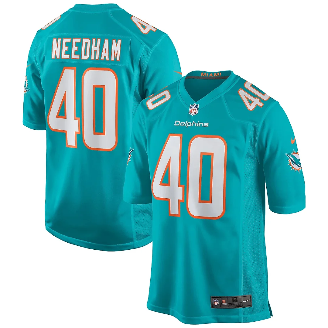 Zennovawear Men's Miami Dolphins Nik Needham Aqua Game Jersey