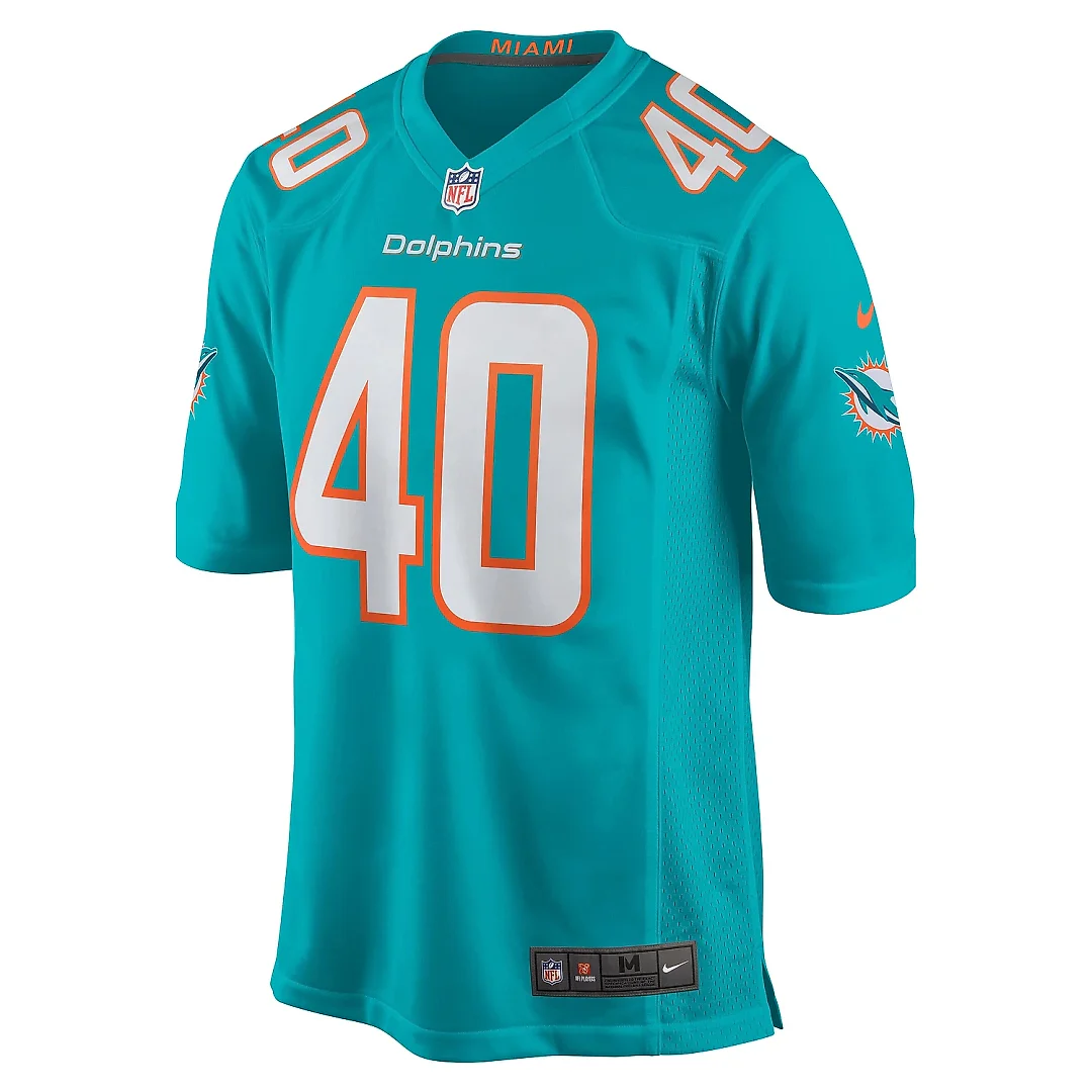 Zennovawear Men's Miami Dolphins Nik Needham Aqua Game Jersey