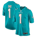 Zennovawear Men's Miami Dolphins Number 1 Dad Aqua Game Jersey