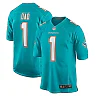 Zennovawear Men's Miami Dolphins Number 1 Dad Aqua Game Jersey