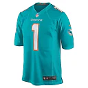Zennovawear Men's Miami Dolphins Number 1 Dad Aqua Game Jersey