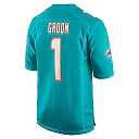 Zennovawear Men's Miami Dolphins Number 1 Groom Aqua Game Jersey