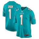 Zennovawear Men's Miami Dolphins Number 1 Groom Aqua Game Jersey