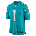 Zennovawear Men's Miami Dolphins Number 1 Groom Aqua Game Jersey